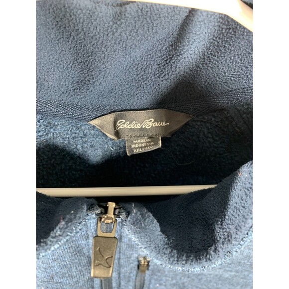 Eddie Bauer XXL 1/4 Zip Cinched Waist Fleece Pull-over Jacket Heathered Blue - Picture 3 of 12